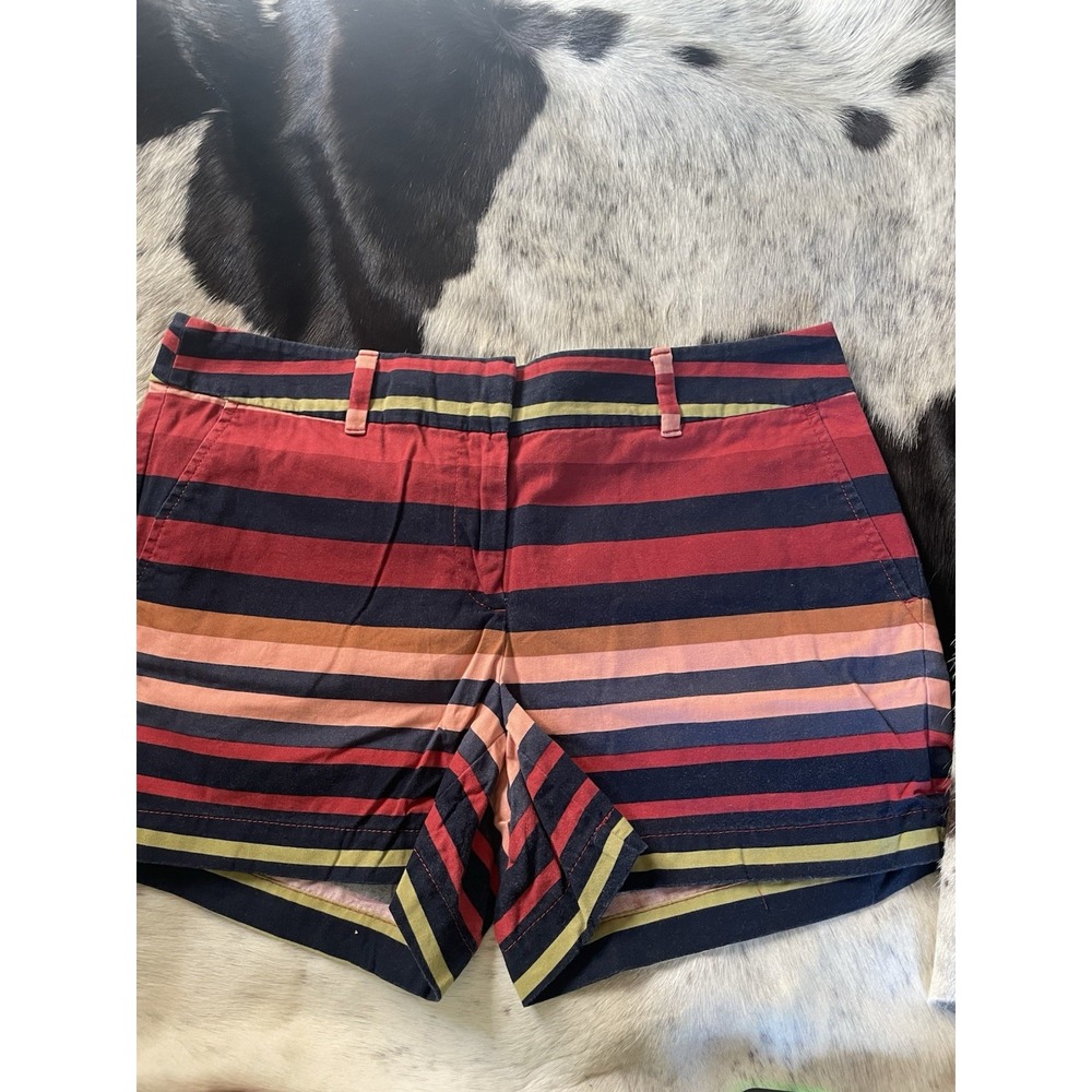 Loft Multicolored Striped 4" Shorts Women's Size 6 Low Rise Colorful 100% Cotton
